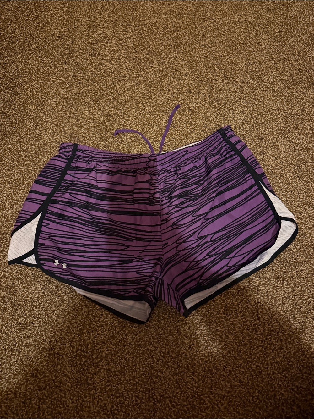 Under Armour Purple Black Striped Women's Running Shorts